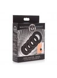 Комплект из 5 черных эрекционных колец для мошонки Ring Master Custom Ball Stretcher Kit - XR Brands - в Орехово-Зуево купить с доставкой