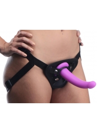 Лиловый поясной страпон Navigator Silicone G-Spot Dildo with Harness - 17,8 см. - XR Brands - купить с доставкой в Орехово-Зуево