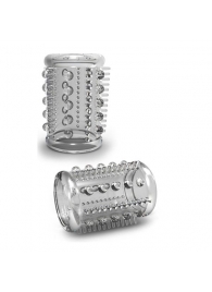 Прозрачная насадка с шипами и шишечками STAY HARD COCK SLEEVE 03 CLEAR - Blush Novelties - в Орехово-Зуево купить с доставкой
