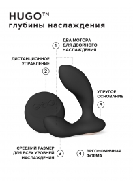 Черный вибромассажер простаты с пультом ДУ Hugo 2 Remote - Lelo - в Орехово-Зуево купить с доставкой