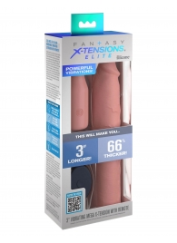 Телесная вибронасадка на член 3  Vibrating Mega X-tension with Remote - 22,9 см. - Pipedream - в Орехово-Зуево купить с доставкой