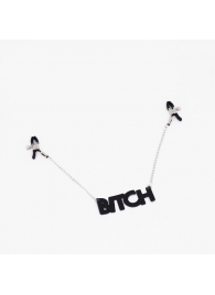 Зажимы на соски с кожаной подвеской Bitch - Crazy Handmade - купить с доставкой в Орехово-Зуево