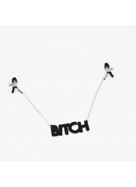 Зажимы на соски с кожаной подвеской Bitch - Crazy Handmade - купить с доставкой в Орехово-Зуево