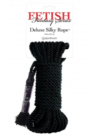 Черная веревка для фиксации Deluxe Silky Rope - 9,75 м. - Pipedream - купить с доставкой в Орехово-Зуево