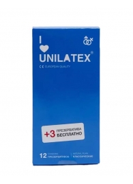 Классические презервативы Unilatex Natural Plain - 12 шт. + 3 шт. в подарок - Unilatex - купить с доставкой в Орехово-Зуево