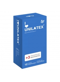 Классические презервативы Unilatex Natural Plain - 12 шт. + 3 шт. в подарок - Unilatex - купить с доставкой в Орехово-Зуево