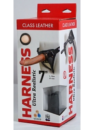 Насадка-фаллоимитатор на кожаных трусиках Harness Ultra Realistic 7  - 18 см. - LOVETOY (А-Полимер) - купить с доставкой в Орехово-Зуево