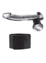 Чёрная утяжка на мошонку 1  Velcro Ball Stretcher - BlueLine - купить с доставкой в Орехово-Зуево