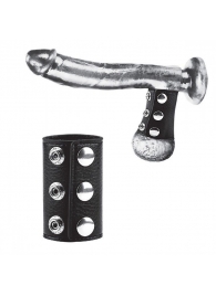Чёрная утяжка на кнопках 100% PVC STRAP WITH METAL SNAP - BlueLine - купить с доставкой в Орехово-Зуево