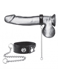 Утяжка на пенис с поводком Snap Cock Ring With 12  Leash - BlueLine - купить с доставкой в Орехово-Зуево