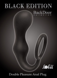Чёрное эрекционное кольцо с анальной пробкой Double Pleasure Anal Plug - Lola Games - в Орехово-Зуево купить с доставкой