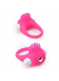 Розовое эрекционное кольцо с щеточкой LIT-UP SILICONE STIMU RING 5 - Dream Toys - в Орехово-Зуево купить с доставкой