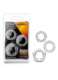 Набор из 3 прозрачных эрекционных колец Stay Hard Beaded Cockrings - Blush Novelties - в Орехово-Зуево купить с доставкой