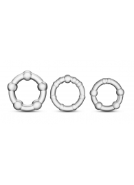 Набор из 3 прозрачных эрекционных колец Stay Hard Beaded Cockrings - Blush Novelties - в Орехово-Зуево купить с доставкой