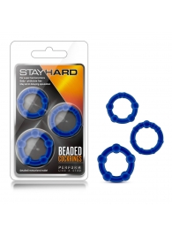 Набор из 3 синих эрекционных колец Stay Hard Beaded Cockrings - Blush Novelties - в Орехово-Зуево купить с доставкой