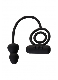 Чёрное эрекционное кольцо с вибропулькой и анальным хвостом - Erotist Adult Toys - в Орехово-Зуево купить с доставкой