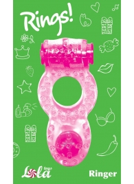 Розовое эрекционное кольцо с вибрацией Rings Ringer - Lola Games - в Орехово-Зуево купить с доставкой