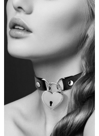 Черный чокер с замком в форме сердца - Bijoux Pour Toi - купить с доставкой в Орехово-Зуево