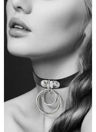 Черный чокер с двумя кольцами - Bijoux Pour Toi - купить с доставкой в Орехово-Зуево