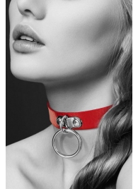 Красный узенький чокер с кольцом - Bijoux Pour Toi - купить с доставкой в Орехово-Зуево