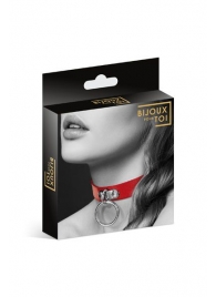 Красный узенький чокер с кольцом - Bijoux Pour Toi - купить с доставкой в Орехово-Зуево