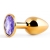 Золотистая анальная пробка с фиолетовым стразом - 7,2 см. - Anal Jewelry Plug - купить с доставкой в Орехово-Зуево