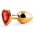 Золотистая анальная пробка с красным стразом-сердечком - 7 см. - Anal Jewelry Plug - купить с доставкой в Орехово-Зуево