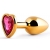 Золотистая анальная пробка с малиновым кристаллом-сердечком - 7 см. - Anal Jewelry Plug - купить с доставкой в Орехово-Зуево