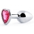 Серебристая анальная пробка с малиновым кристаллом-сердечком - 7 см. - Anal Jewelry Plug - купить с доставкой в Орехово-Зуево