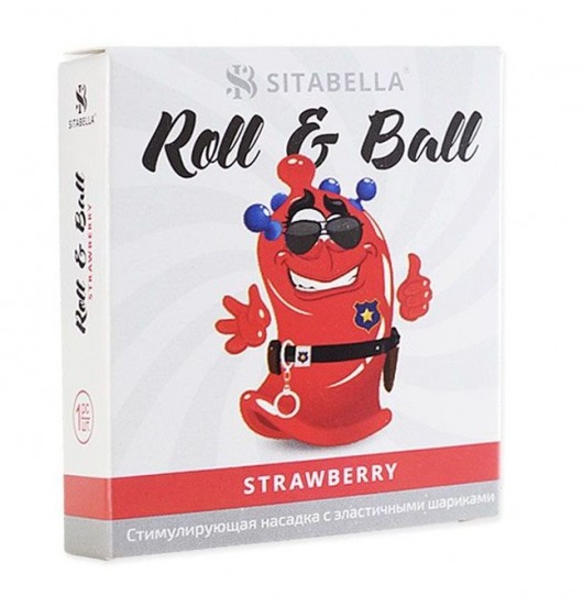 Стимулирующий презерватив-насадка Roll   Ball Strawberry - Sitabella - купить с доставкой в Орехово-Зуево