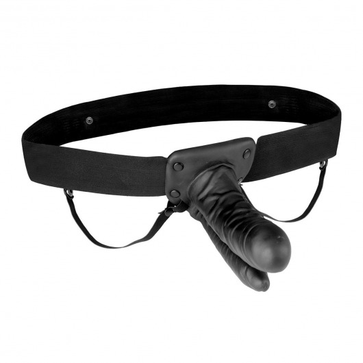Полый страпон с двумя отростками и вибрацией Unisex Vibrating Hollow Strap-On Double Penetrating Dildo - 17,8 см. - Lux Fetish - купить с доставкой в Орехово-Зуево