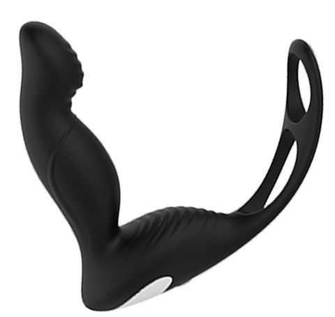 Черный вибромассажер простаты P-PLEASER W ERECTION ENHANCE - Dream Toys - в Орехово-Зуево купить с доставкой