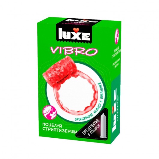 Розовое эрекционное виброкольцо Luxe VIBRO  Поцелуй стриптизёрши  + презерватив - Luxe - в Орехово-Зуево купить с доставкой