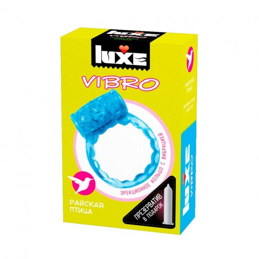 Голубое эрекционное виброкольцо Luxe VIBRO  Райская птица  + презерватив - Luxe - в Орехово-Зуево купить с доставкой