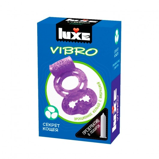 Фиолетовое эрекционное виброкольцо Luxe VIBRO  Секрет Кощея  + презерватив - Luxe - в Орехово-Зуево купить с доставкой