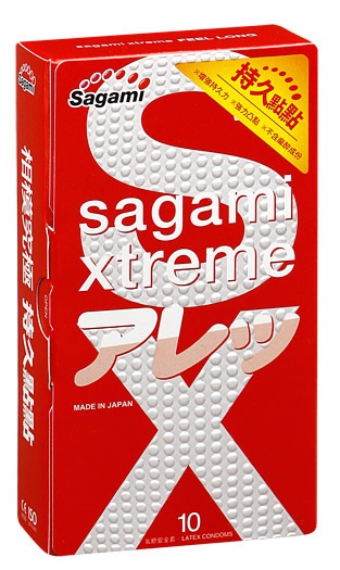 Утолщенные презервативы Sagami Xtreme Feel Long с точками - 10 шт. - Sagami - купить с доставкой в Орехово-Зуево