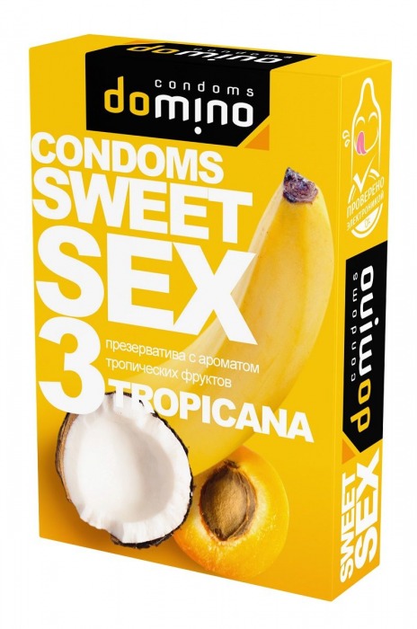 Презервативы для орального секса DOMINO Sweet Sex с ароматом тропических фруктов - 3 шт. - Domino - купить с доставкой в Орехово-Зуево