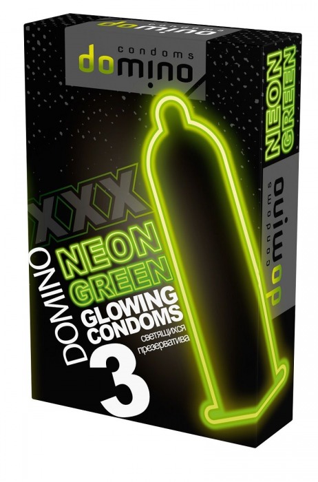 Презервативы DOMINO Neon Green со светящимся в темноте кончиком - 3 шт. - Domino - купить с доставкой в Орехово-Зуево