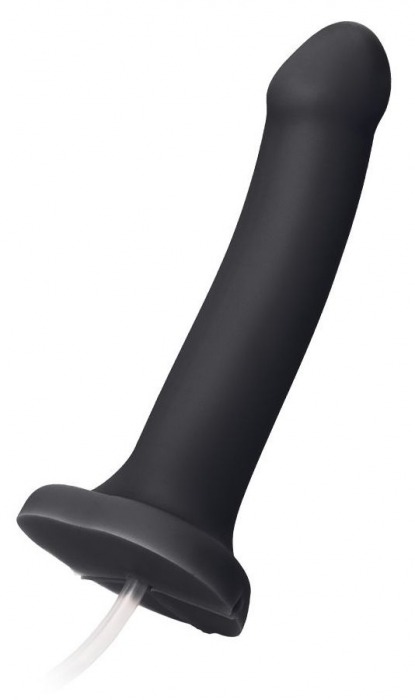 Черный фаллос с имитацией эякуляции Silicon Cum Dildo L - 19,6 см. - Strap-on-me - купить с доставкой в Орехово-Зуево