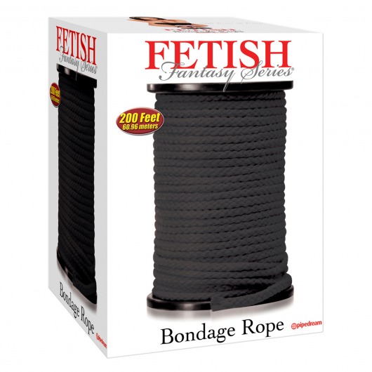 Черная веревка для связывания Bondage Rope - 60,9 м. - Pipedream - купить с доставкой в Орехово-Зуево