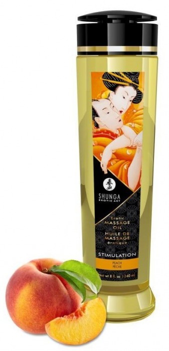 Массажное масло для тела с ароматом персика Stimulation - 240 мл. - Shunga - купить с доставкой в Орехово-Зуево