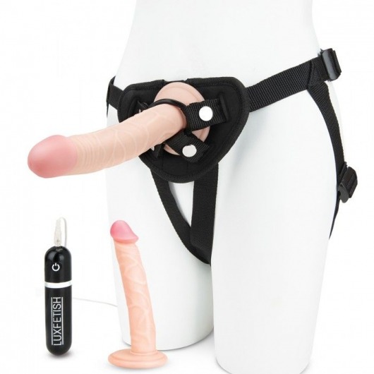 Регулируемые трусики с 2 насадками - 16 и 15 см. - Lux Fetish - купить с доставкой в Орехово-Зуево