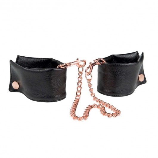 Черные мягкие наручники Entice French Cuffs с цепью - California Exotic Novelties - купить с доставкой в Орехово-Зуево