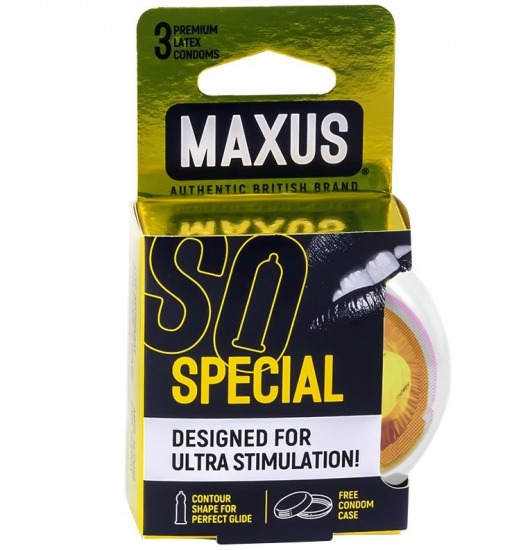 Презервативы с точками и рёбрами в пластиковом кейсе MAXUS Special - 3 шт. - Maxus - купить с доставкой в Орехово-Зуево