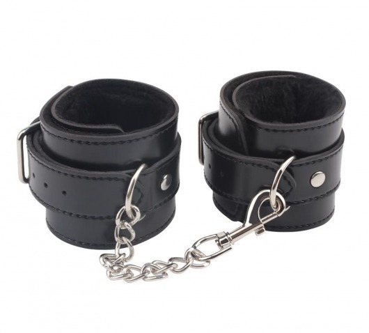 Черные оковы на ноги Obey Me Leather Ankle Cuffs - Chisa - купить с доставкой в Орехово-Зуево