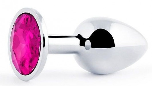 Серебристая анальная пробка с малиновым кристаллом - 7,2 см. - Anal Jewelry Plug - купить с доставкой в Орехово-Зуево