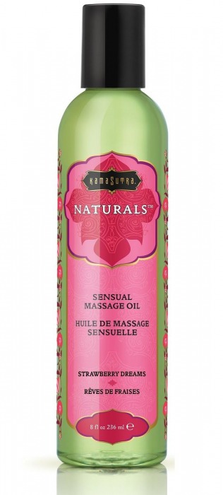 Массажное масло Naturals Strawberry Dreams с ароматом клубники - 236 мл. - Kama Sutra - купить с доставкой в Орехово-Зуево