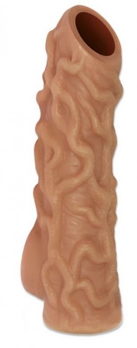Телесная насадка с венками и открытой головкой Nude Sleeve M - 12 см. - KOKOS - в Орехово-Зуево купить с доставкой