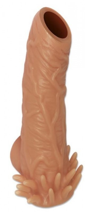 Телесная насадка с усиками и открытой головкой Nude Sleeve M - 12 см. - KOKOS - в Орехово-Зуево купить с доставкой