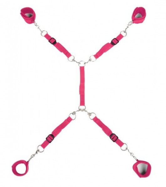 Ярко-розовый набор фиксаций на кровати Classic Bed Spreader - Lux Fetish - купить с доставкой в Орехово-Зуево